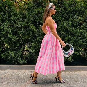 NWT Zara x Barbie the Movie Strapless Pink Midi Dress